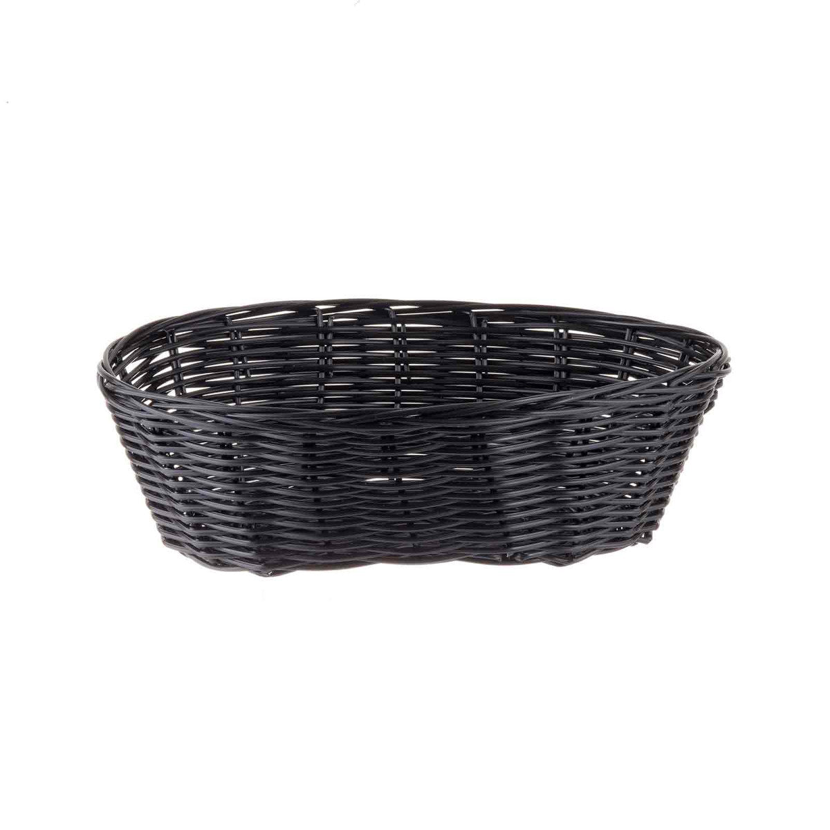 TableCrust Oval Bread Basket - 10 x 6.5 x 3 Inches, Black Serving Basket for Bread, Rolls & Pastries - Perfect for Restaurants, Bakeries & Home Dining Decor