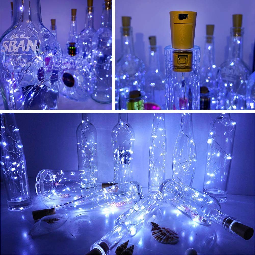 Unihoh 12 Pack Wine Bottle Fairy Lights with Cork - 2M 20 LEDs Battery Operated Copper Wire String Lights for DIY Party, Christmas, Wedding Decorations | Indoor & Outdoor Use - Cool White | Perfect for Holiday Centerpieces, Table Settings, and Romantic Ambiance