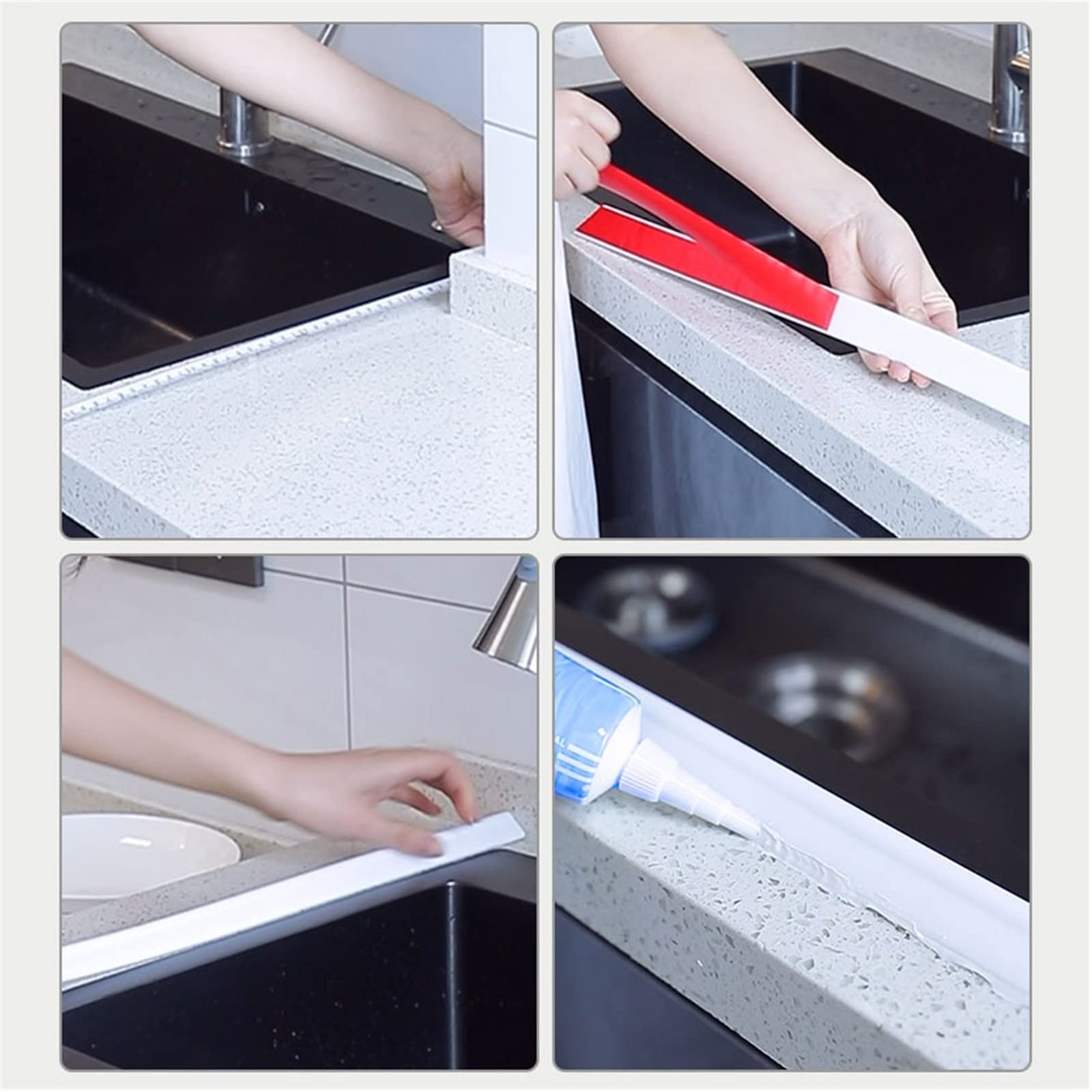 White 260cm Shower Threshold Water Dam - Splash Guard & Door Bottom Seal Strip for Bathroom & Kitchen | Prevent Water Leakage for Shower, Bathtub & Sink Areas | Perfect for Home, Apartment & Hotel Use