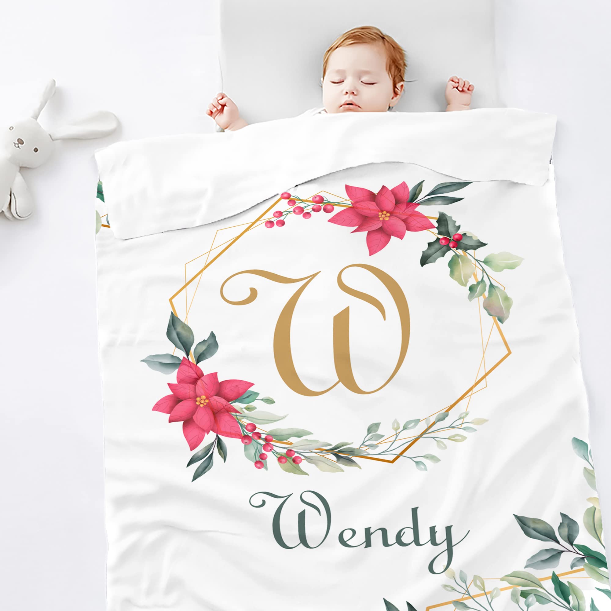 Personalized Baby Blankets for Girls and Boys - Custom Name Blanket, Soft Newborn Blanket, Baby Shower Gift, Kids Throw Blanket - Perfect for Nursery, Christening, and First Birthday Presents