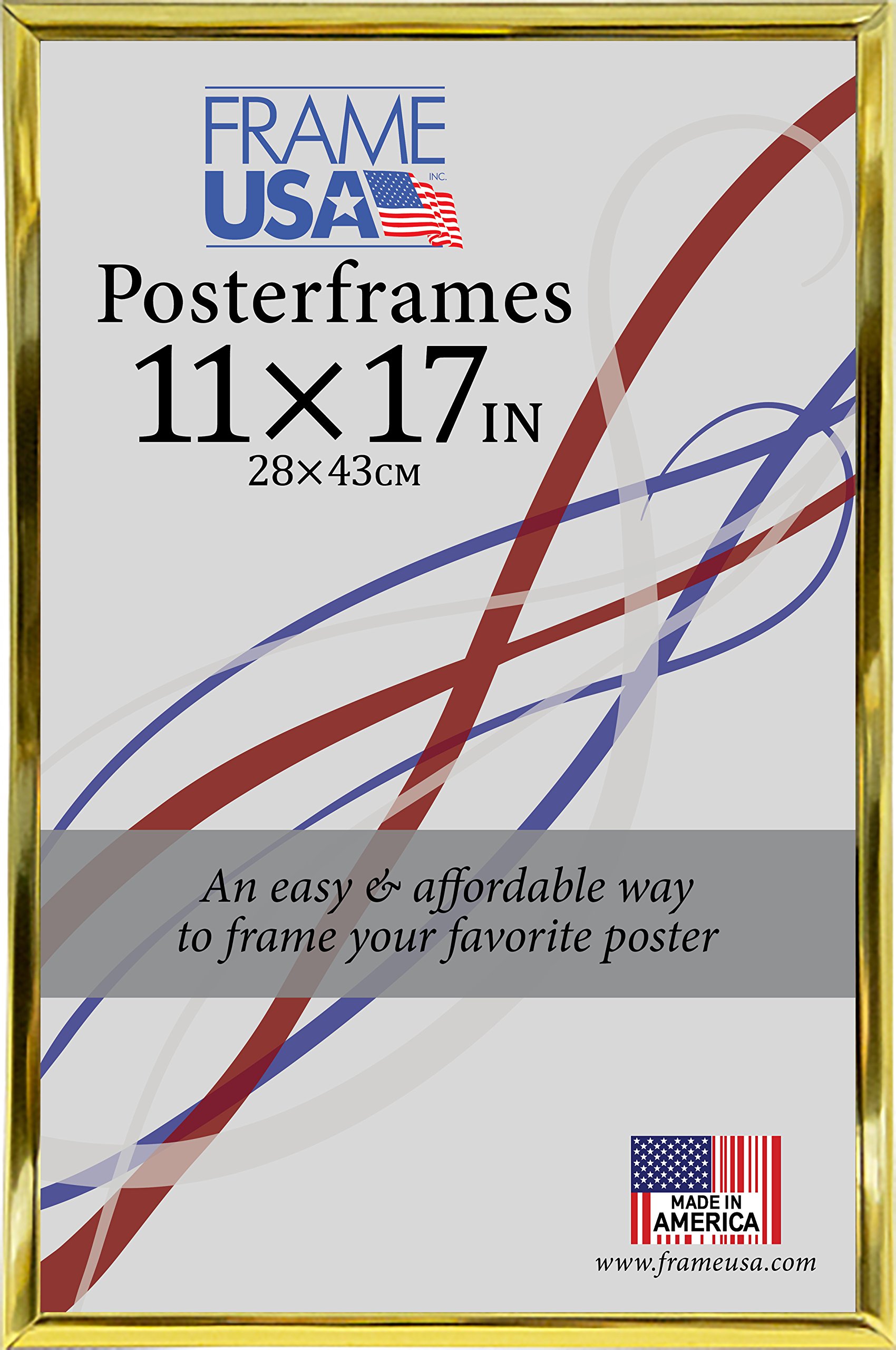 11x17 Hardboard Poster Frames with Gold Finish - Wall Art Display for Home, Office & Gallery - Multiple Color Options Available - Frame USA