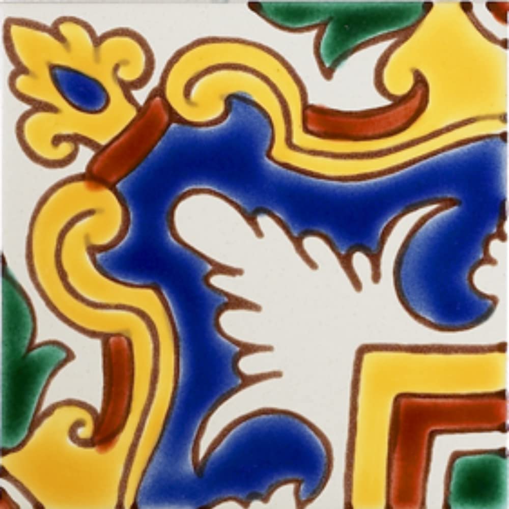 Casablanca Market MT027 Mediterranean Ceramic Alicante Decorative Tile - Handcrafted Spanish Wall & Floor Tiles for Kitchen Backsplash, Bathroom, and Outdoor Patio Decor
