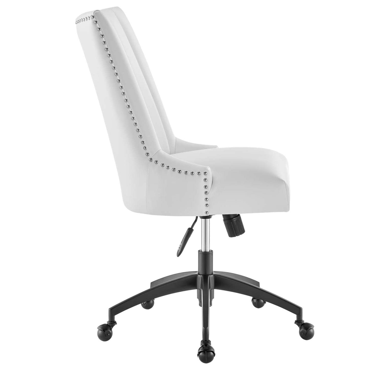 Modway EEI-4577-BLK-WHI Vegan Leather Office Chair with Channel Tufted Back - Ergonomic Executive Desk Chair in Black & White for Home Office, Gaming, and Workspace Comfort