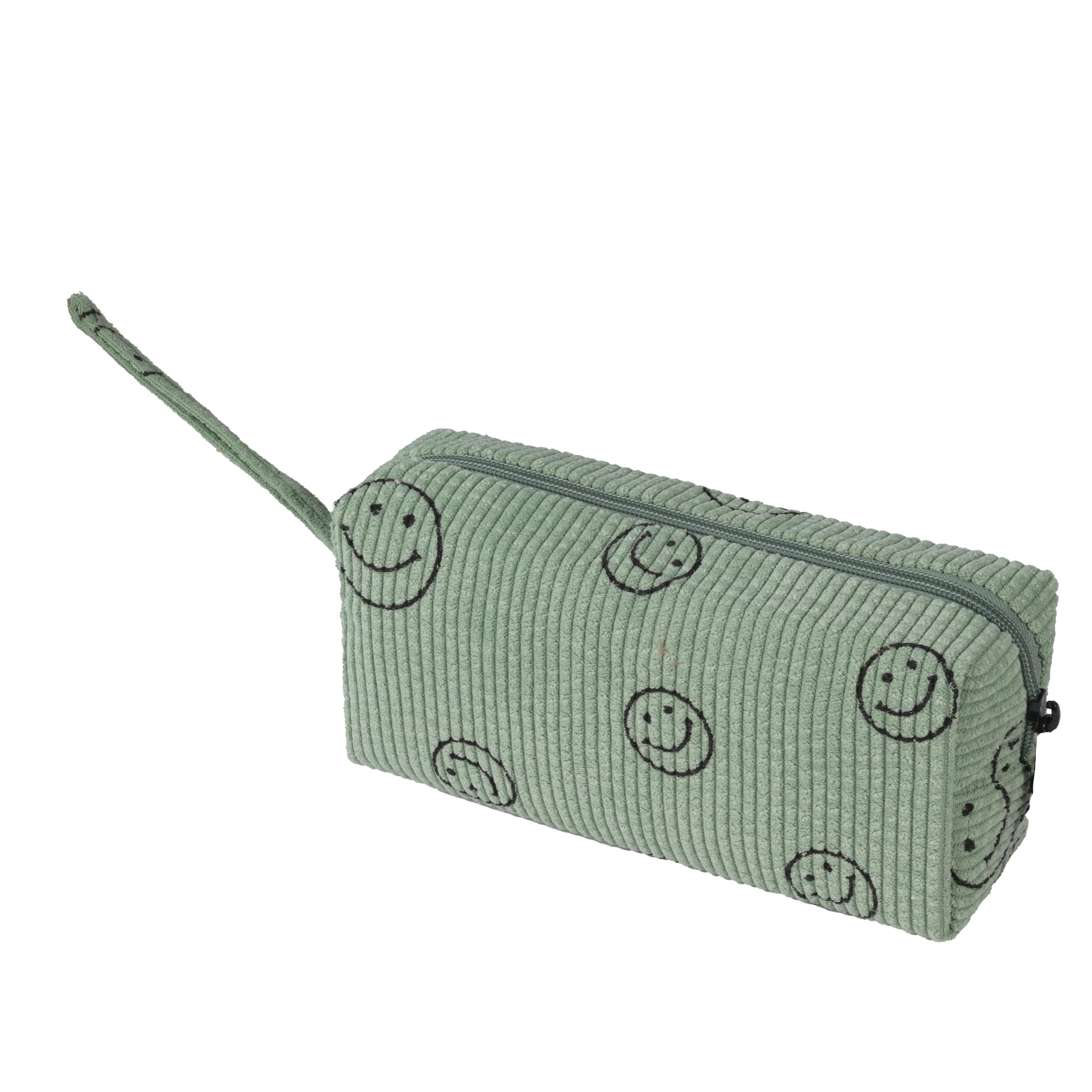 Women's Small Corduroy Makeup Bag - Travel Cosmetic Pouch with Zipper for Purse & Toiletries