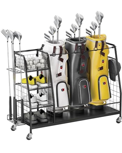 Black - 3 golf bag storage rack