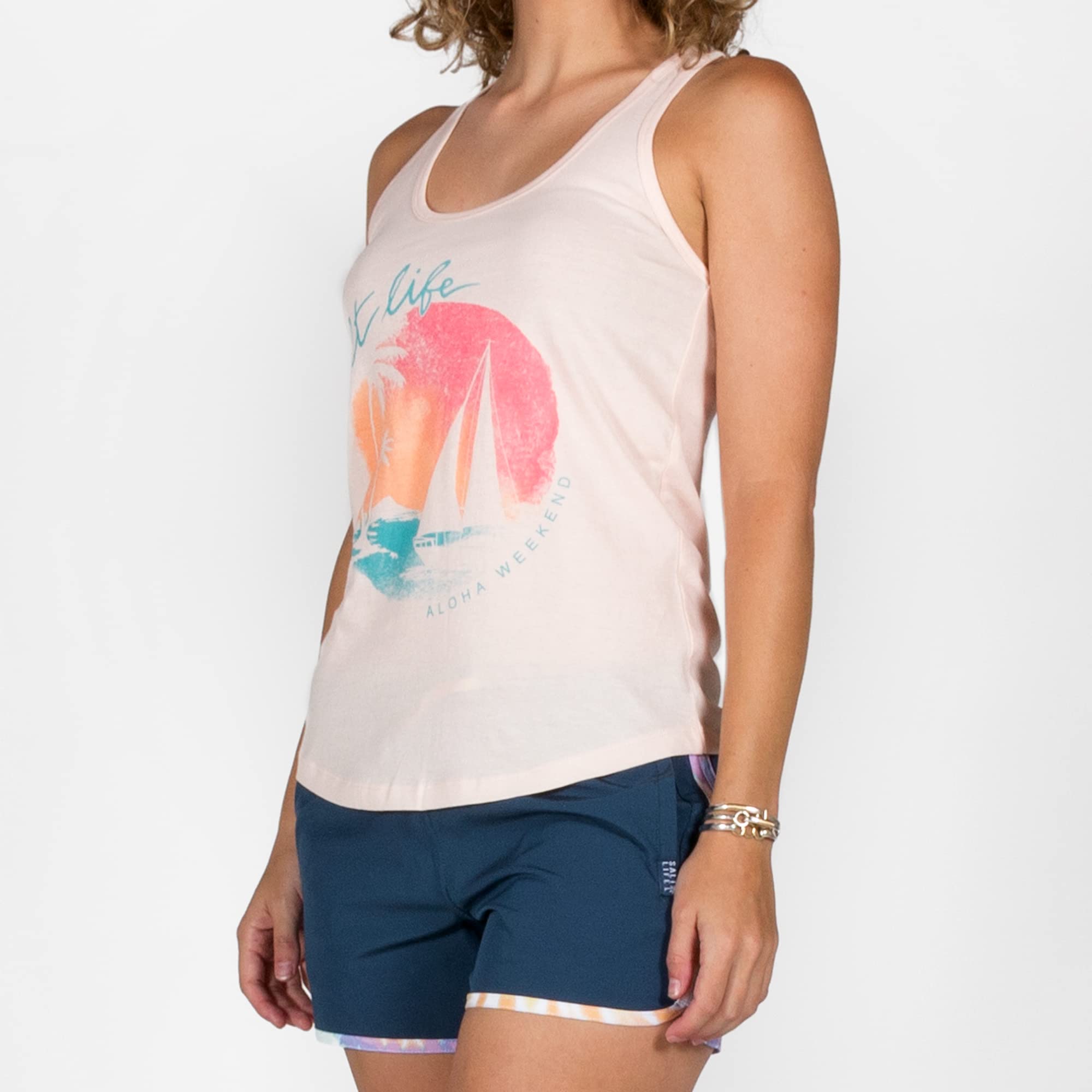 Salt Life Women's Sailboat Island Racerback Tank Top - Comfortable Beachwear for Summer, Pool Party & Vacation Outfits