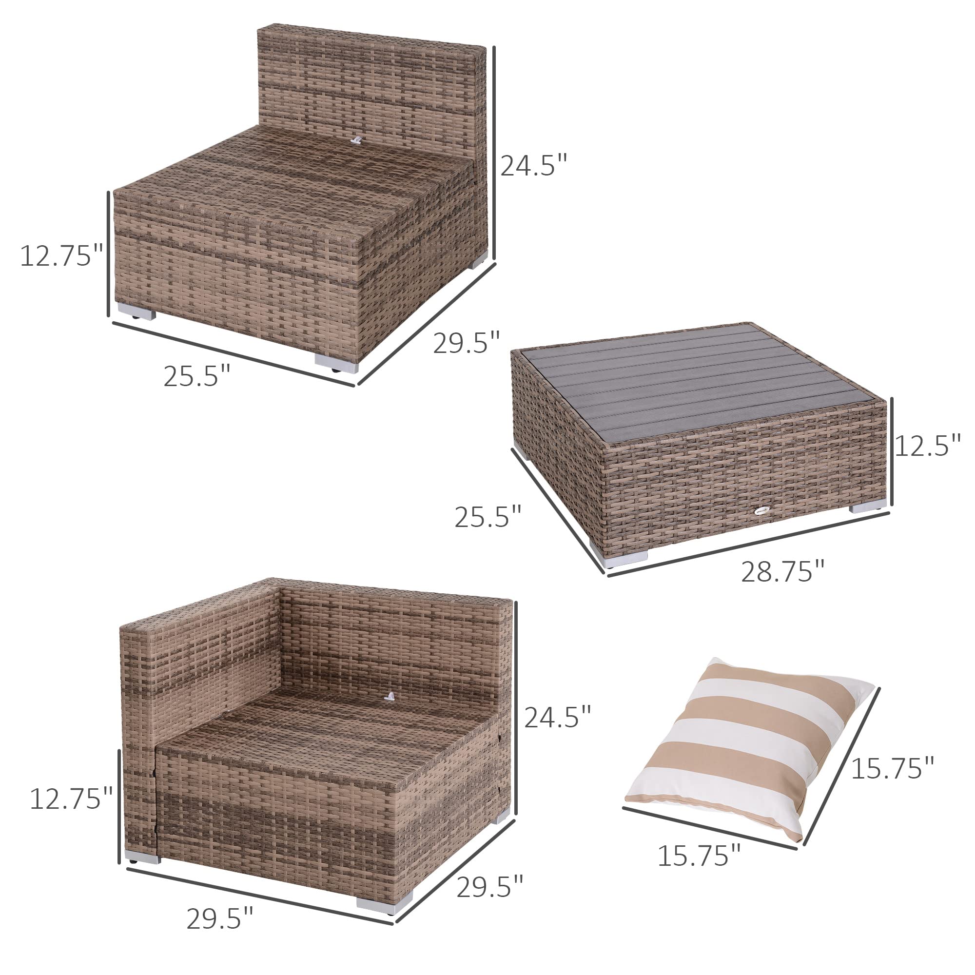 Outsunny 7-Piece Patio Furniture Set, All-Weather PE Rattan Outdoor Sectional Sofa with Cushions & Coffee Table - Perfect for Backyard, Garden, Poolside, and Patio Relaxation