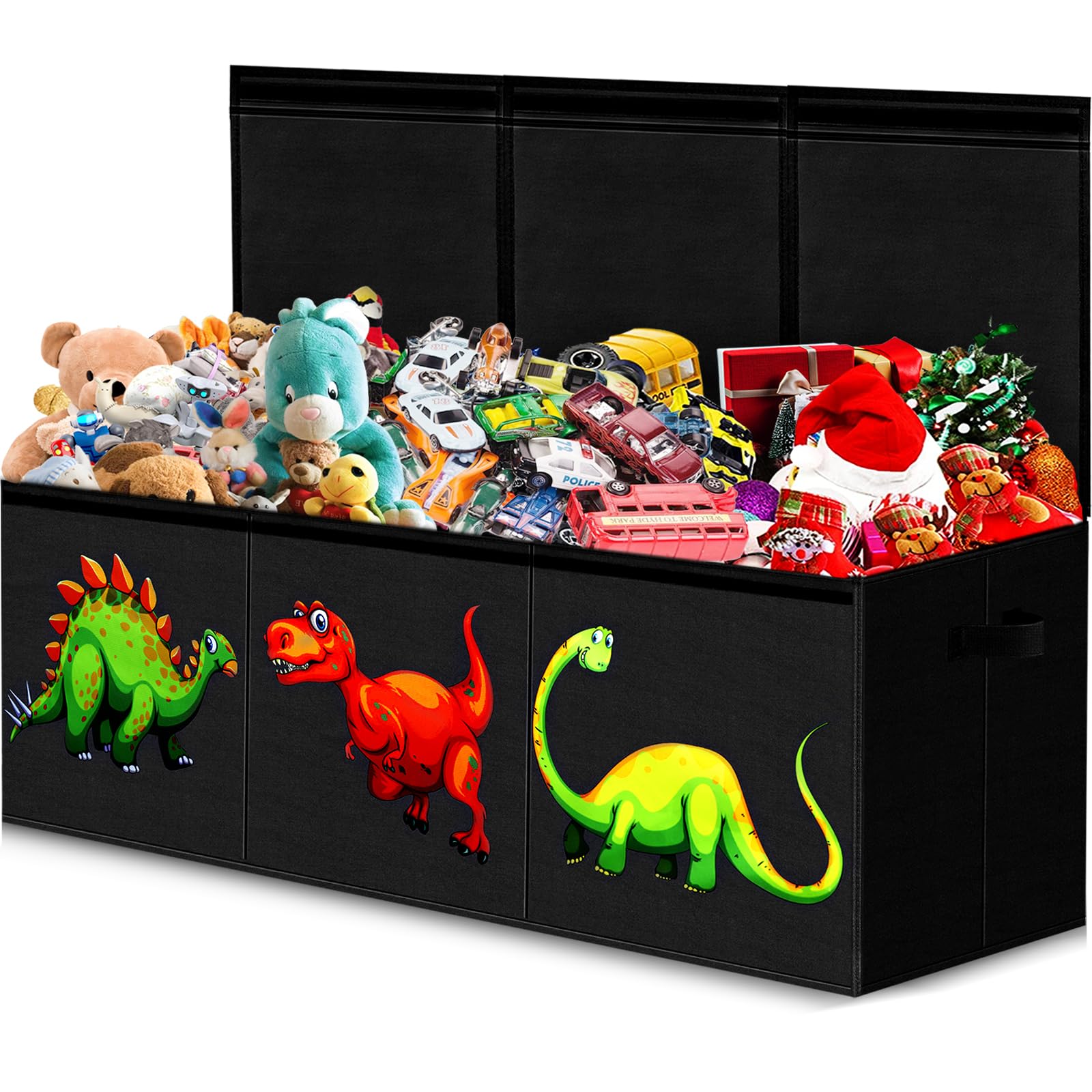 Dinosaur Toy Storage Box for Kids - Large Collapsible Toy Chest with Lid, Sturdy Organizer for Boys & Girls, Nursery, Playroom, Closet - 40.6