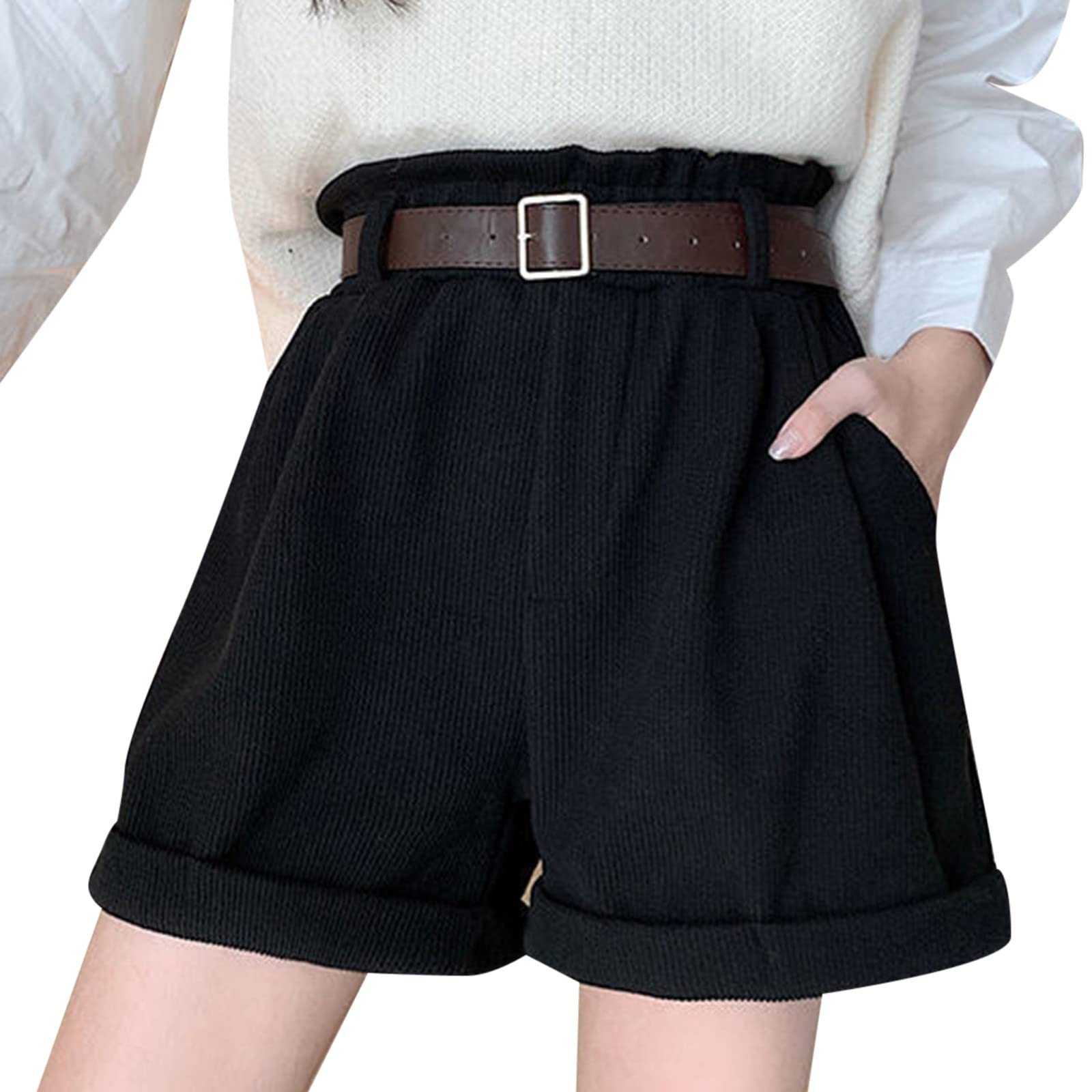 Women's Casual Loose Corduroy Shorts - High Waist Pleated Summer Shorts with Pockets | Soft & Comfortable Wide Leg Design for Outdoor Activities, Beach Vacations & Everyday Wear
