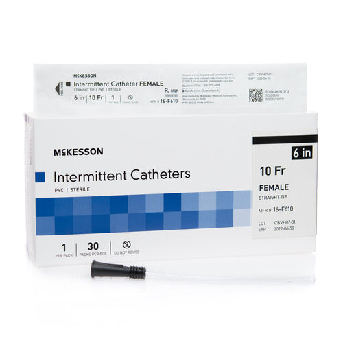 McKesson Straight Tip Uncoated PVC Urethral Catheter - 6 Inch, Various Sizes - Ideal for Medical Procedures & Home Healthcare Use