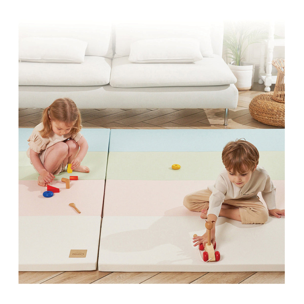 Caraz S4 Extra Thick Foldable Play Mat 200 x 100 x 4 cm - Non-Toxic Baby Crawling Mat for Nursery, Playroom & Daycare Floor Protection