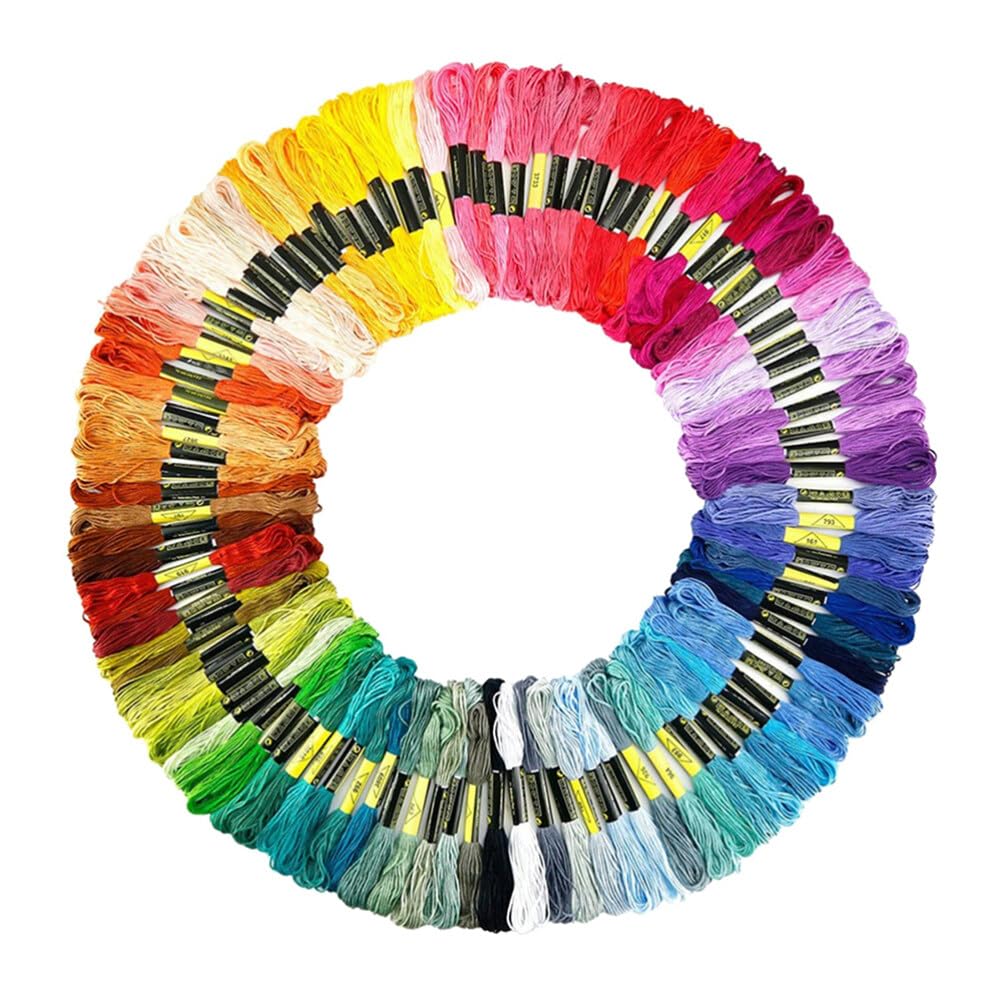 100pcs Premium Rainbow Color Embroidery Floss - Cotton Cross Stitch Threads for Friendship Bracelets & DIY Crafts | Vibrant Multi-Color Sewing Thread Kit for Women | Perfect for Hand Embroidery, Scrapbooking & Needlework Projects