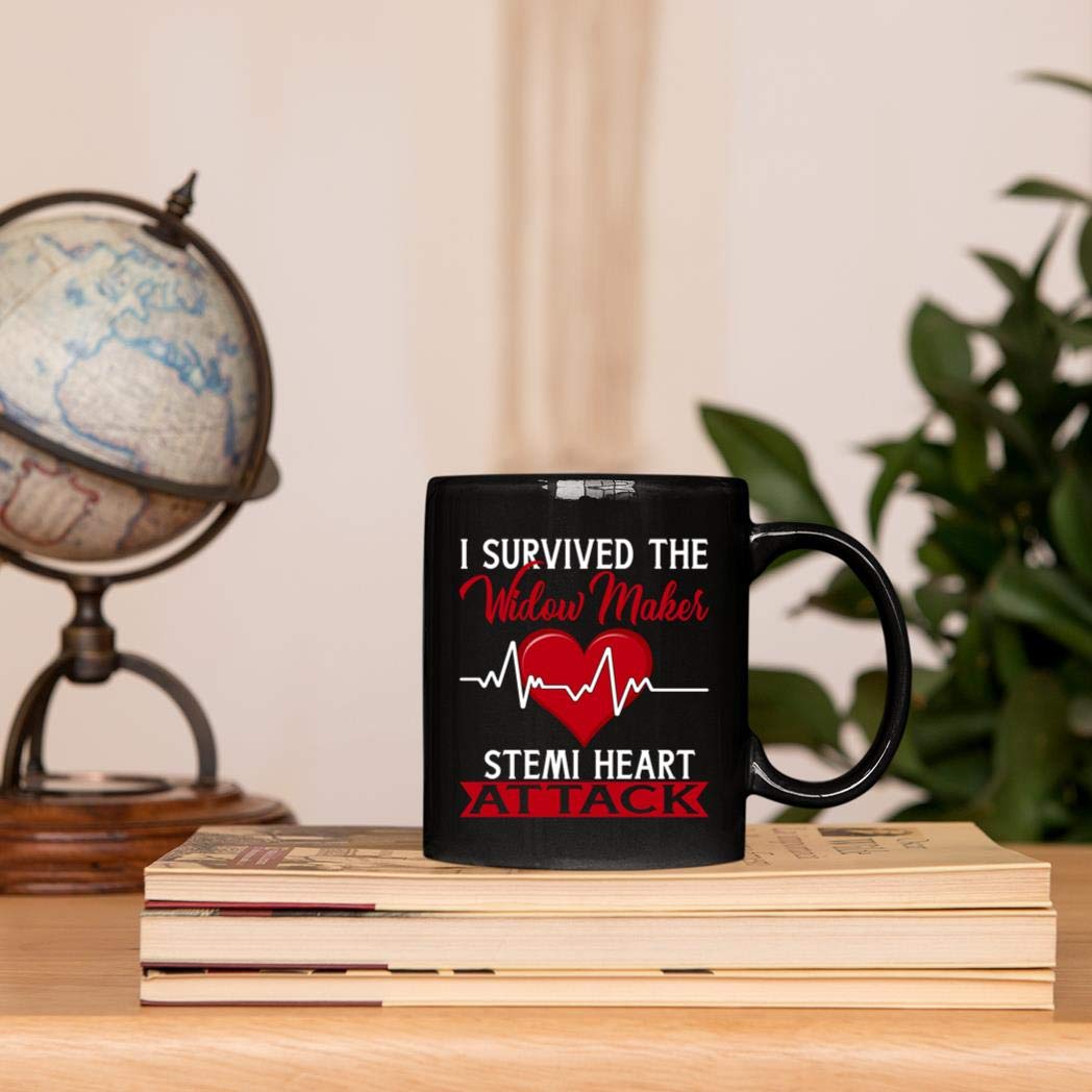 I Survived The WIDOW MAKER STEMI Heart Attack Mug 11oz Black - Inspirational Coffee Cup for Heart Attack Survivors, Doctors & Nurses - Perfect for Hospitals, Clinics & Home Use