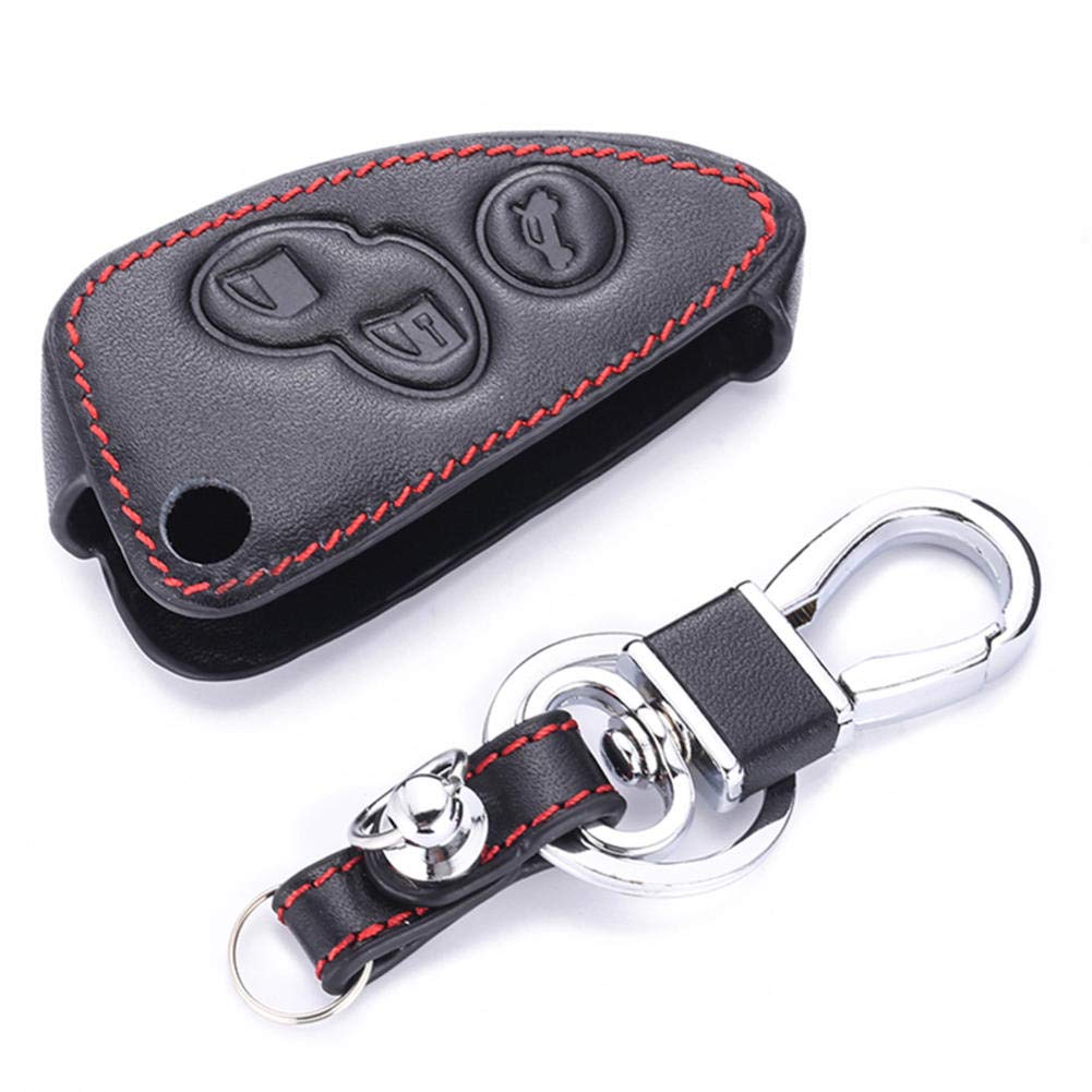 Premium Leather Key Case for Alfa Romeo 147 156 166 GT - 3 Button Flip Key Fob Cover with Transponder Slot | Durable & Stylish Car Accessory for Remote Key Protection