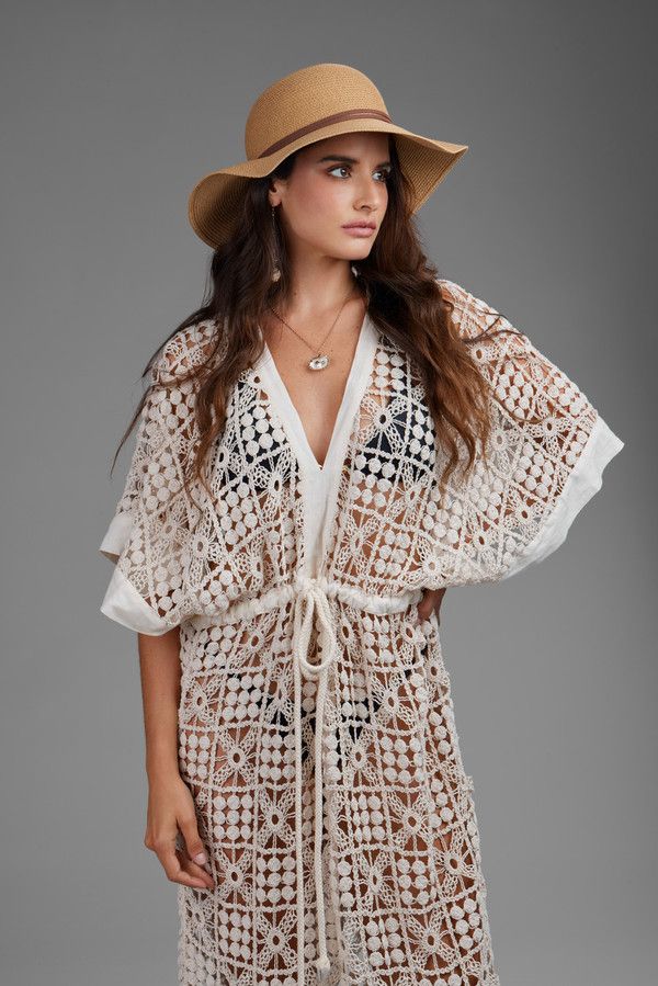 Elegant V-Neck Tie Front Crochet Cover Up - Women's Beachwear for Summer, Swimwear Cover, Boho Chic Outfit for Poolside, Vacation & Outdoor Activities