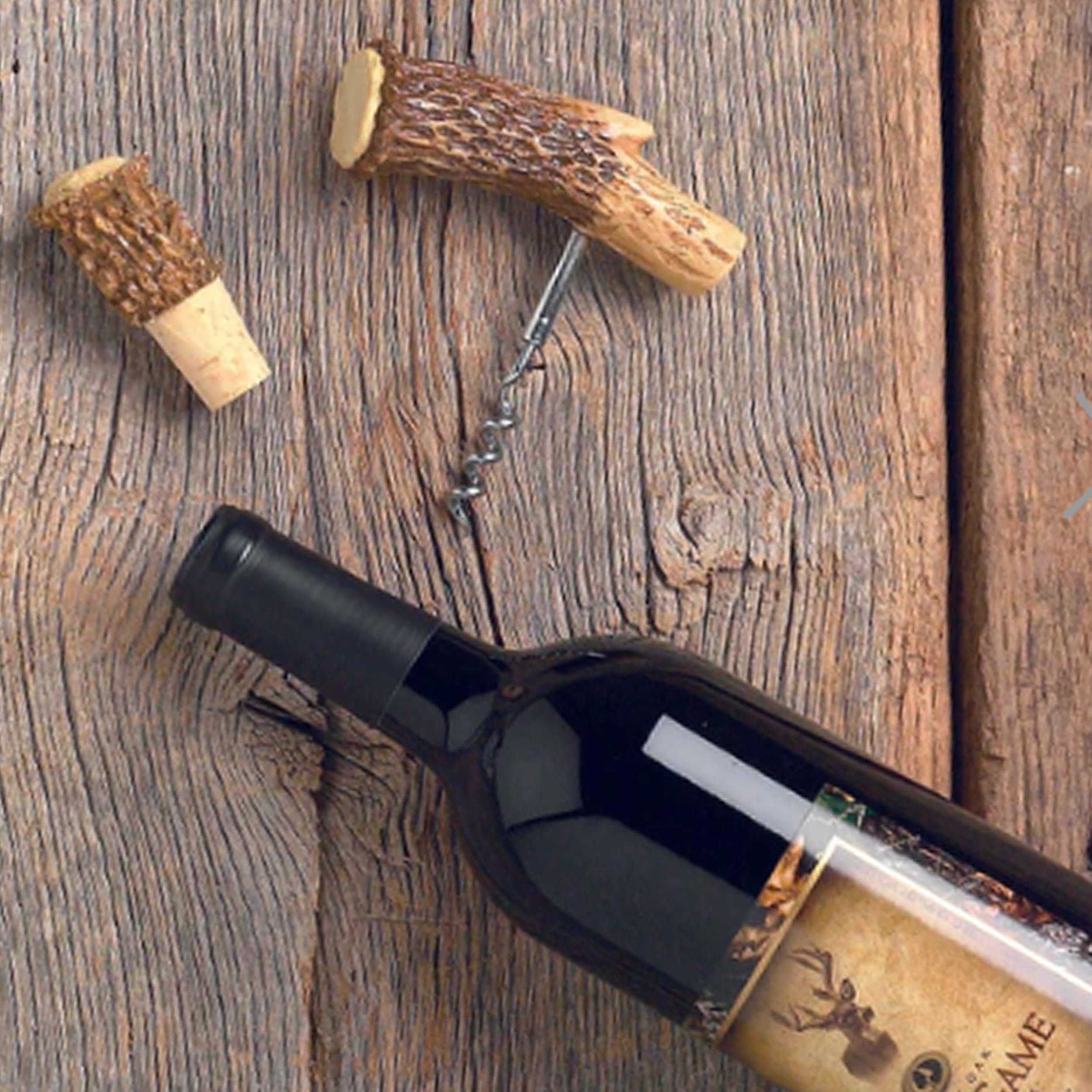 Rivers Edge Products Antler Cork Screw and Wine Bottle Stopper Set - Handcrafted for Wine Enthusiasts - Perfect for Home Bars, Wine Tastings, and Gifts