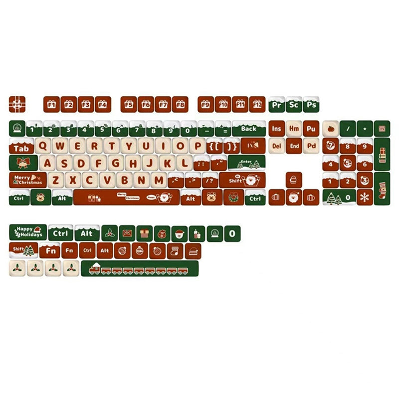ACGAM Christmas Themed Keycap Set - 130 Keys Semi MOA Profile for Mechanical Keyboards - Perfect for Holiday Gaming & Typing