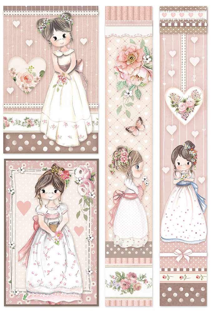 STAMPERIA INTERNATIONAL KFT A4 Rice Paper Pack with Little Girl Frames - Perfect for Scrapbooking, Card Making & DIY Craft Projects