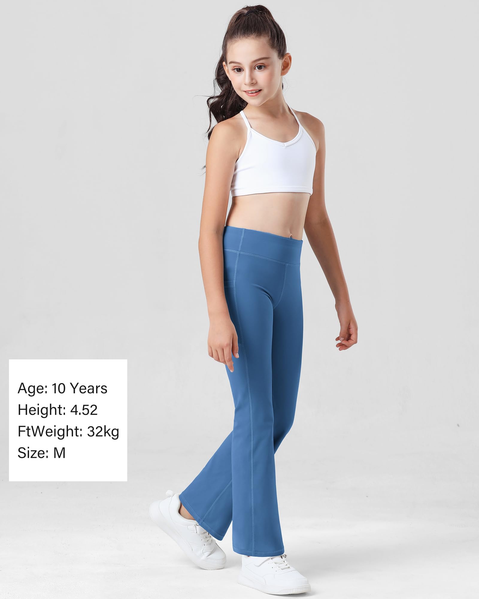Stelle Girls' High Waisted Flare Leggings with Pockets - Bootcut Yoga Pants for Kids, Dance & Bell Bottom Style | Perfect for Dance Classes, Yoga Sessions & Casual Wear