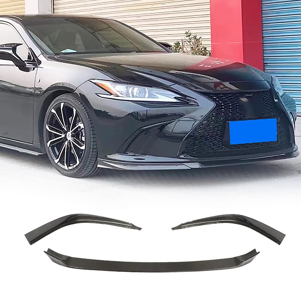 Premium Carbon Fiber Front Lip Spoiler for Lexus ES300h/ES350 F Sport (2018-2023) - 3PC Set - Aggressive Style Front Bumper Lip & Chin Splitter | Factory Direct | Enhances Aerodynamics & Sporty Look for Daily Driving & Car Shows