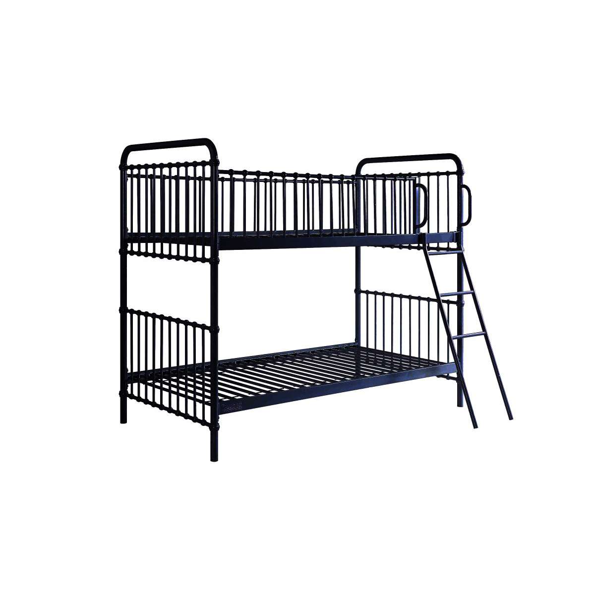 Sonata Bunk Bed with Ladder - Twin Over Twin Metal Frame - Space Saving Black Bed for Kids & Teens - Perfect for Small Bedrooms, Dorms & Guest Rooms