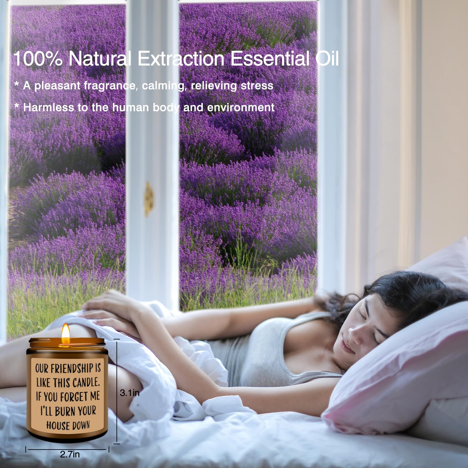 Premium Lavender Scented Soy Candle - Thoughtful Birthday & Christmas Gift for Women & Friends | Funny Friendship Candle for Home Decor, Relaxation & Aromatherapy