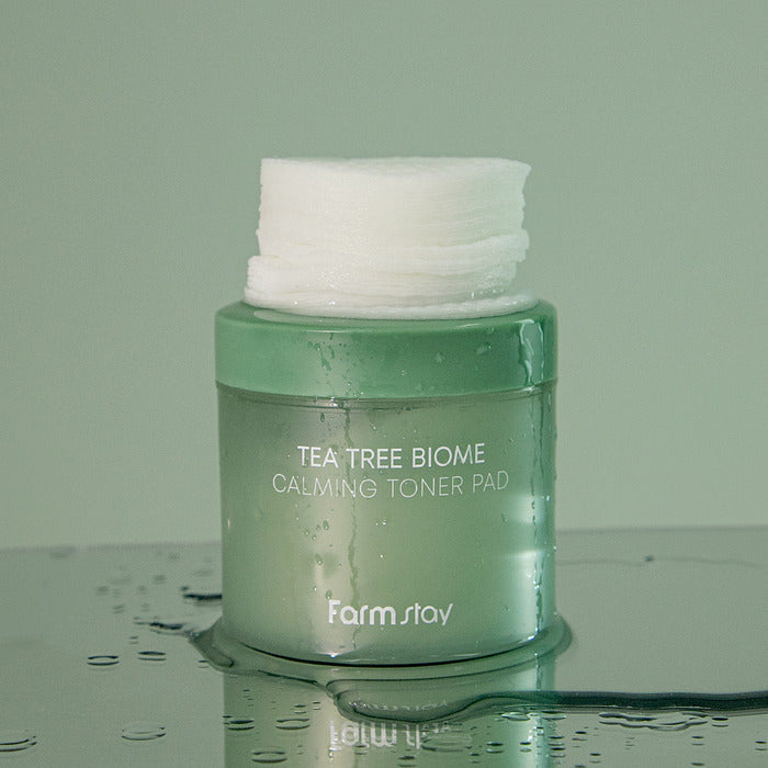 Farmstay Tea Tree Biome Calming Toner Pads 70 Count - Soothing & Hydrating Facial Treatment for Acne-Prone Skin - Perfect for Daily Skincare Routine & Travel Essentials