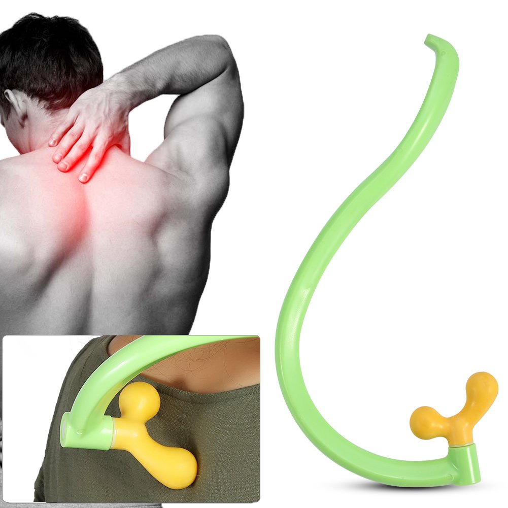 Adjustable Dual Head Manual Back Massager - Neck, Shoulder & Muscle Pain Relief Tool - Self Massage Cane for Home, Office & Car Use