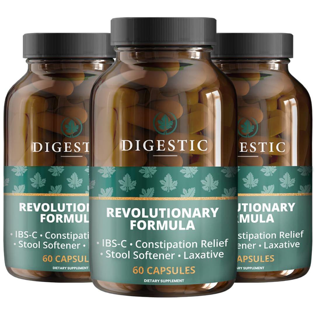 Digestic - 100% Natural Laxative for Constipation Relief & Stool Softener - 180 Capsules for IBS, Severe Constipation, Colon Detox, Gas & Bloating Relief - Supports Digestive Health for Adults - Perfect for Travel, Post-Surgery & Daily Digestive Comfort