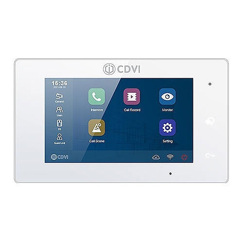 CDVI IP MON Touch Screen IP Monitor - 7 Inch LCD Display, White Rectangle Design for Home & Office Security Surveillance Systems