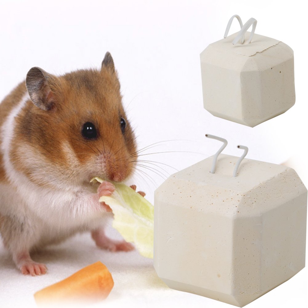 Natural Wooden Hamster Chew Toy for Teeth Grinding - Safe Small Animal Chewing Stone with Wire - Perfect for Chinchillas, Gerbils & Rodents - Cage Accessory for Dental Health & Stress Relief