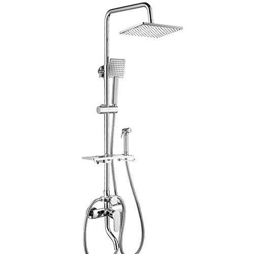 Premium Full Copper 4-Faucet Shower Set with Square Handheld Spray Head - LT-6988A for Modern Bathroom Renovation | Perfect for Master Bath, Guest Bath & Spa-Like Shower Experience