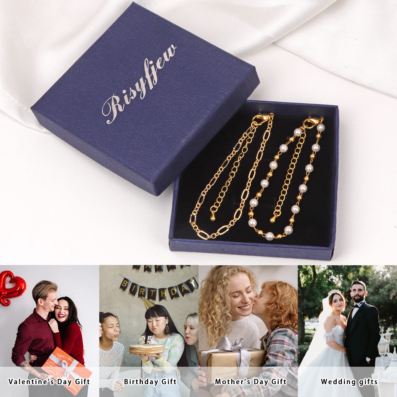 14K Gold Pearl Chain Bracelet for Women - Adjustable Baroque Style Jewelry Gift for Mother, Wife, Girlfriend | Elegant & Dainty Pearl Bracelet for Weddings, Anniversaries, Birthday Gifts & Everyday Wear