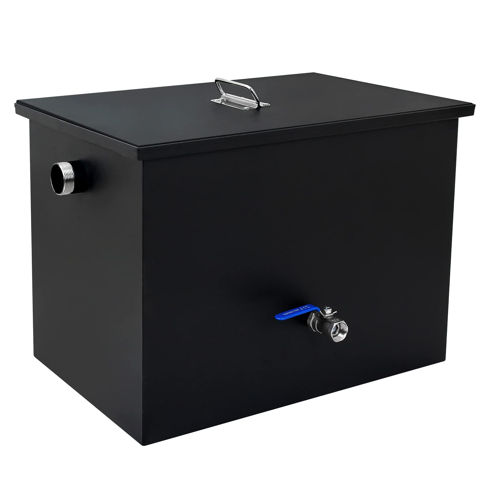 Commercial Grease Trap - 30LB Carbon Steel Under Sink Grease Interceptor for Kitchen | Oil-Water Separator with Side Inlet for Restaurants, Factories & Home Kitchens | Prevents Clogs & Maintains Plumbing