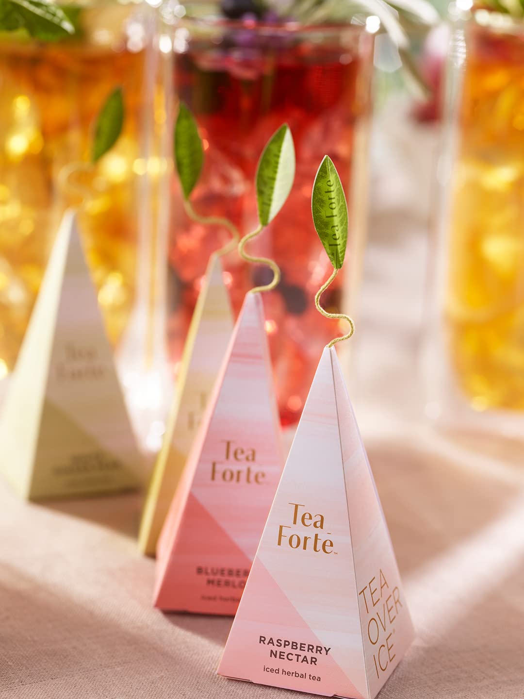 Premium Herbal Iced Tea Bags - Tea Forte Raspberry Nectar, 5 Count Individually Wrapped Pyramid Infusers (Steeps 24 oz Each) | Handcrafted for Refreshing Summer Drinks, Iced Tea Parties & Relaxing Afternoons