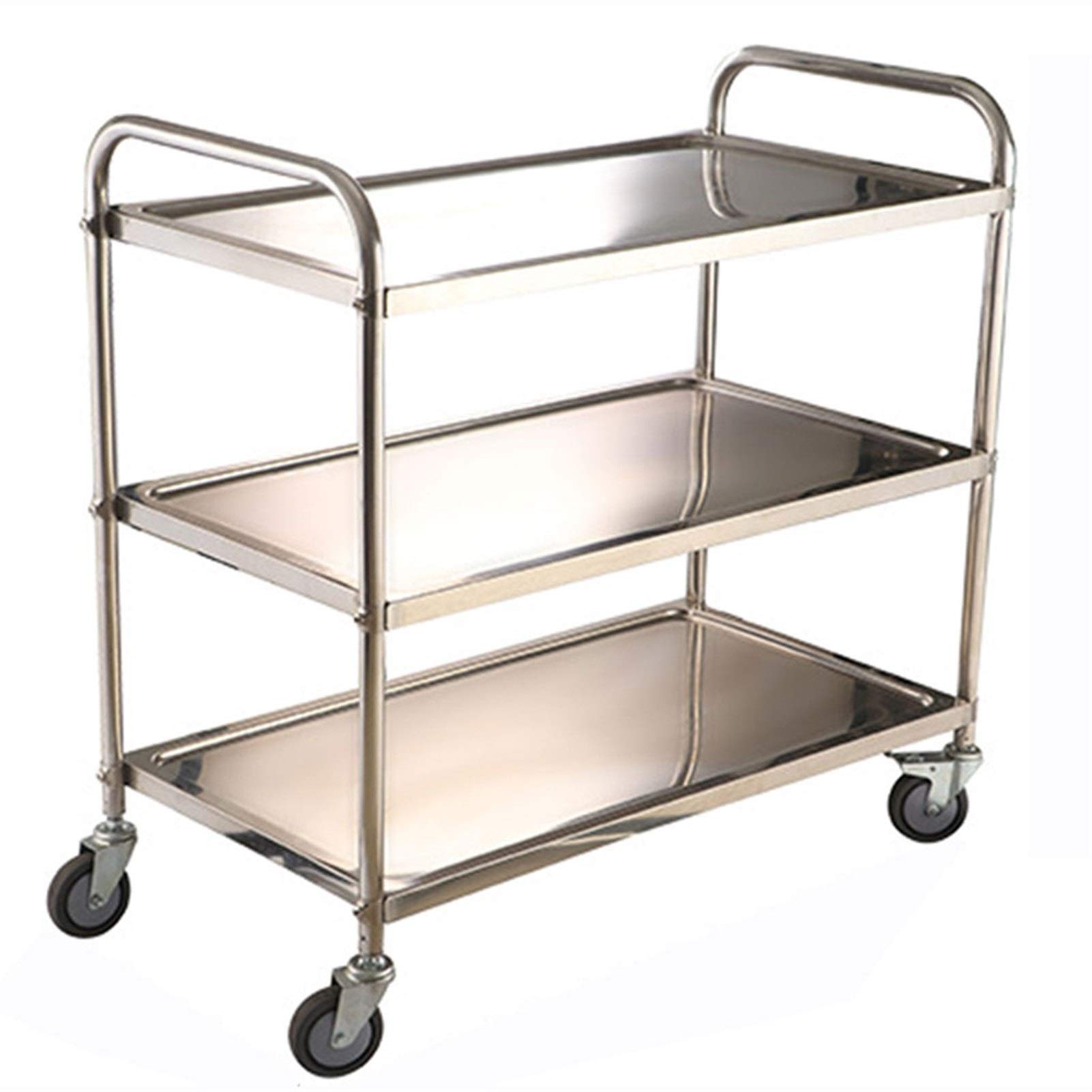 3-Tier Stainless Steel Utility Cart with Wheels - Heavy Duty Kitchen Trolley, Serving Cart for Catering, Home Bar & Storage | 0.8mm Thickness | Perfect for Restaurants, Parties, Home Organization & Commercial Use