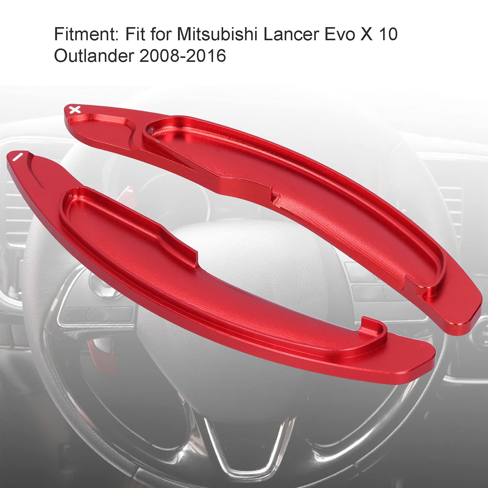 Qiilu Aluminum Alloy Steering Wheel Paddle Shifter Extension - Red Shift Blade Trim for Mitsubishi Lancer Evo X & Outlander (2008-2016) - Enhance Driving Performance & Style - Perfect for Racing Enthusiasts & Car Modifications