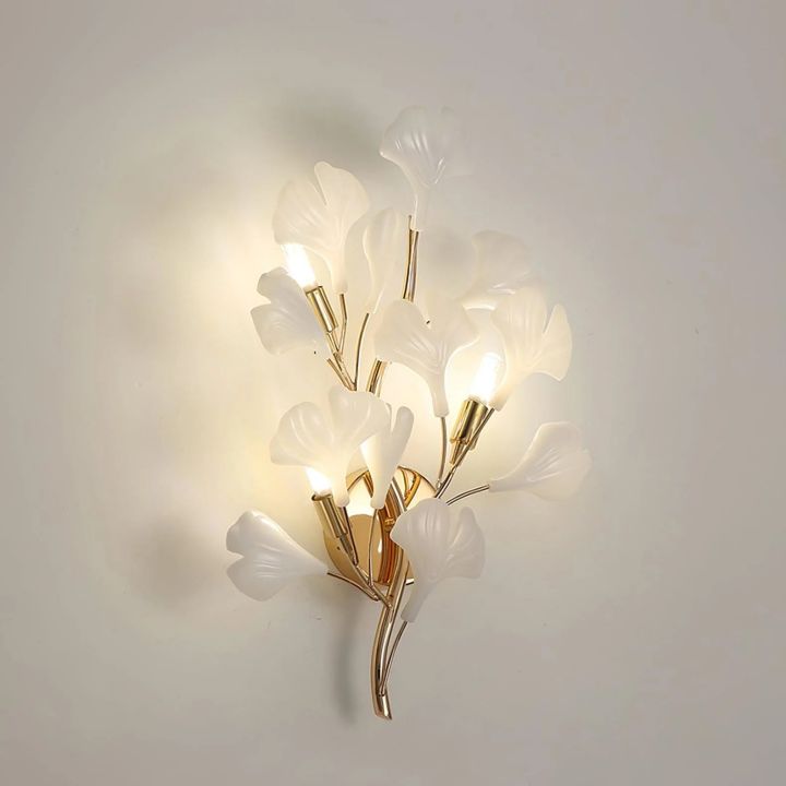 Ginkgo Leaf Wall Lamp - Modern LED Sconce Light Fixture for Bedroom, Living Room & Hallway Decor