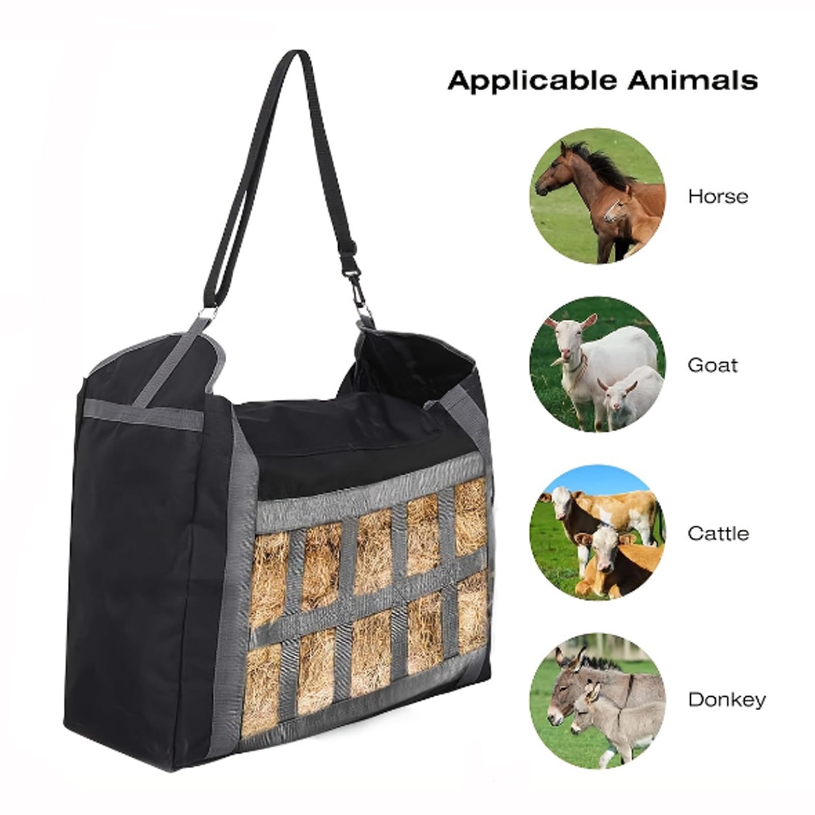 Slow Feeder Hay Bag for Horses, Donkeys & Goats - 2 Pack Durable Hay Storage Net for Camping, Travel & Stable Use - Easy Fill Design Reduces Waste & Promotes Natural Grazing