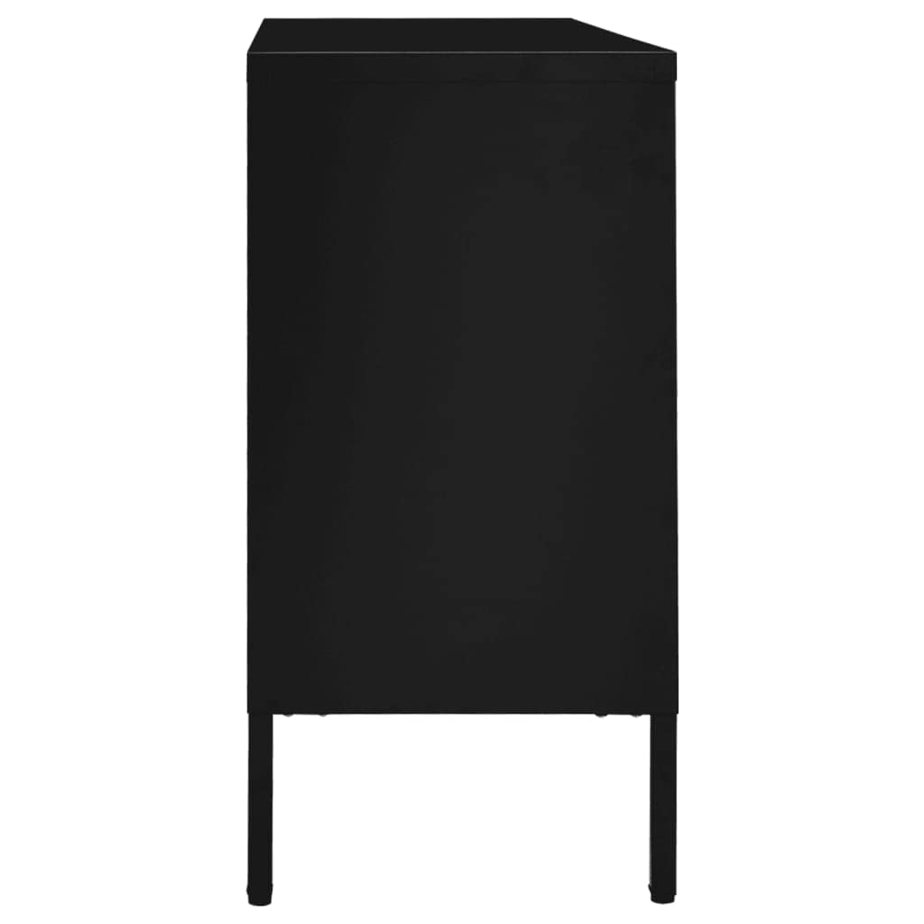 FAMIROSA Modern Black Steel Sideboard Cabinet with 3 Drawers & 2 Adjustable Shelves - 41.3