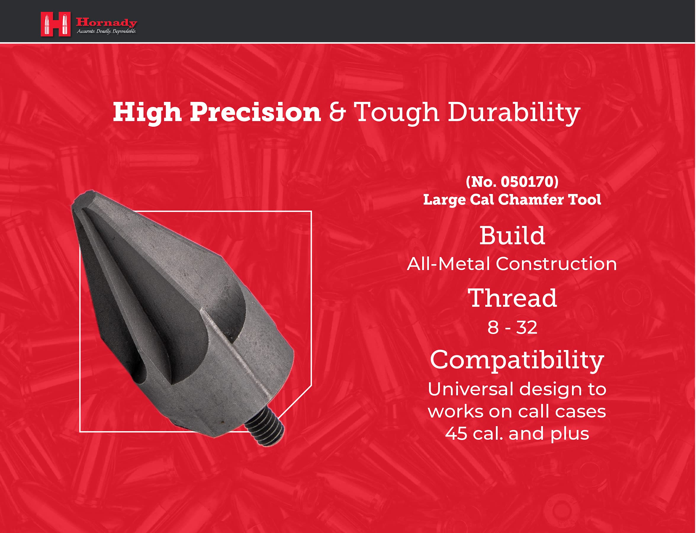Hornady 050170 Large Caliber Inside Chamfer Tool - 8-32 Threaded Case Prep Reloading Tool for Removing Burrs from Case Mouths & Ensuring Accurate Bullet Seating - Perfect for Reloading Rifle & Pistol Cartridges at Home or Range