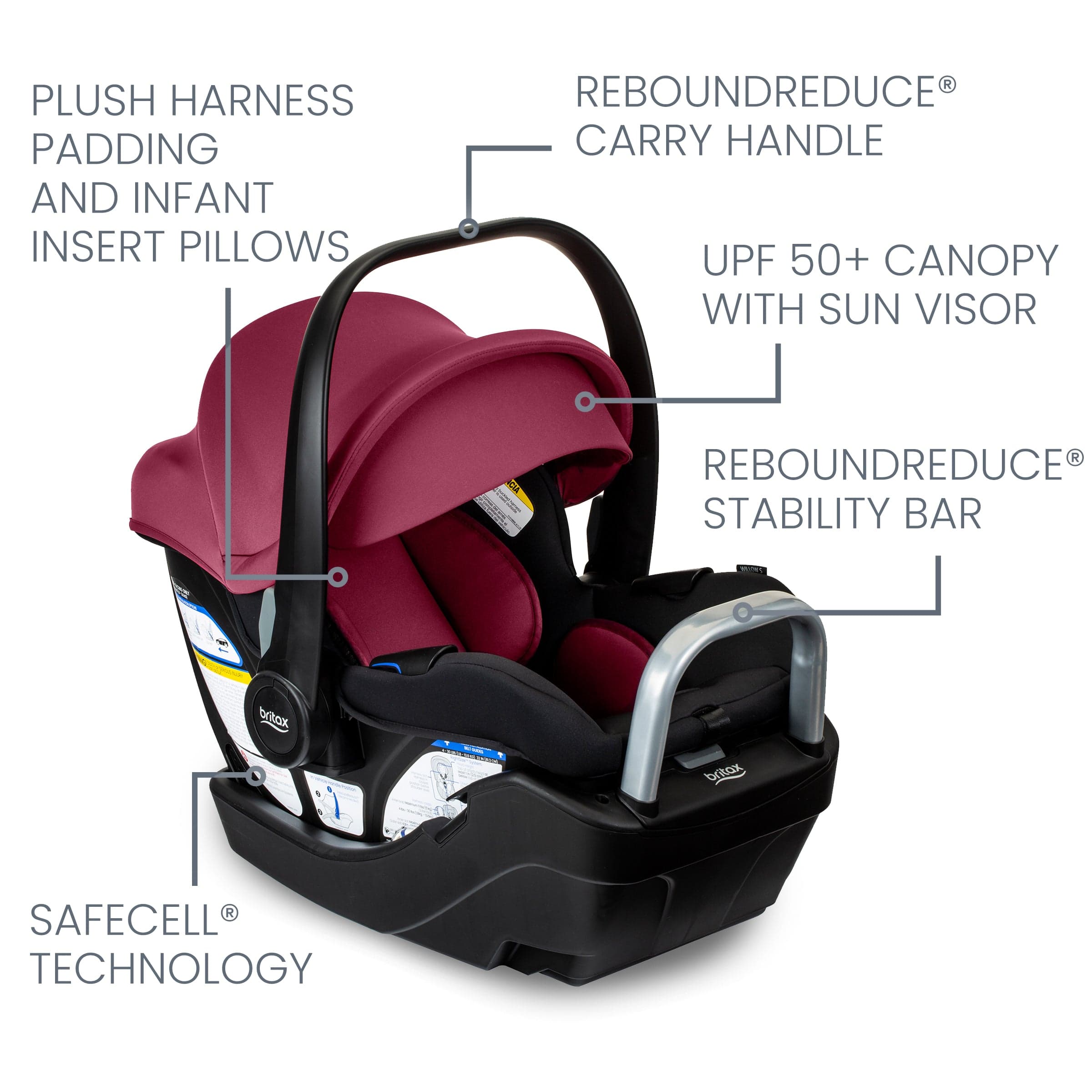 Britax Willow S Infant Car Seat with Alpine Base - Safe & Comfortable Baby Carrier for Newborns 0-35 lbs - Perfect for Travel, Shopping & Daily Commutes