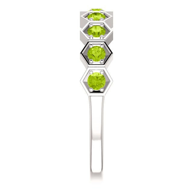 14K Gold 0.54 Carat Peridot Hexagonal Stackable Ring for Women - Dainty Minimalist Jewelry for Everyday Wear, Gift for Her, Anniversary or Birthday