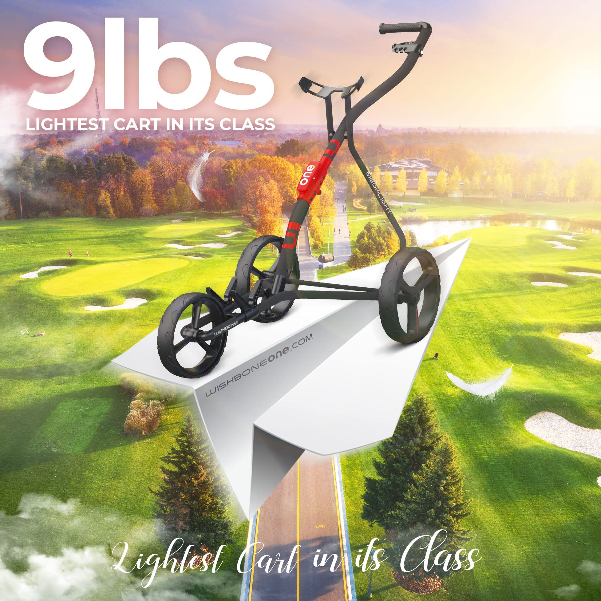 Lightweight Wishbone Golf Push Cart - Premium Materials & Ergonomic Design for Easy Maneuvering on the Course | Perfect for Walking Golfers & Course Practice