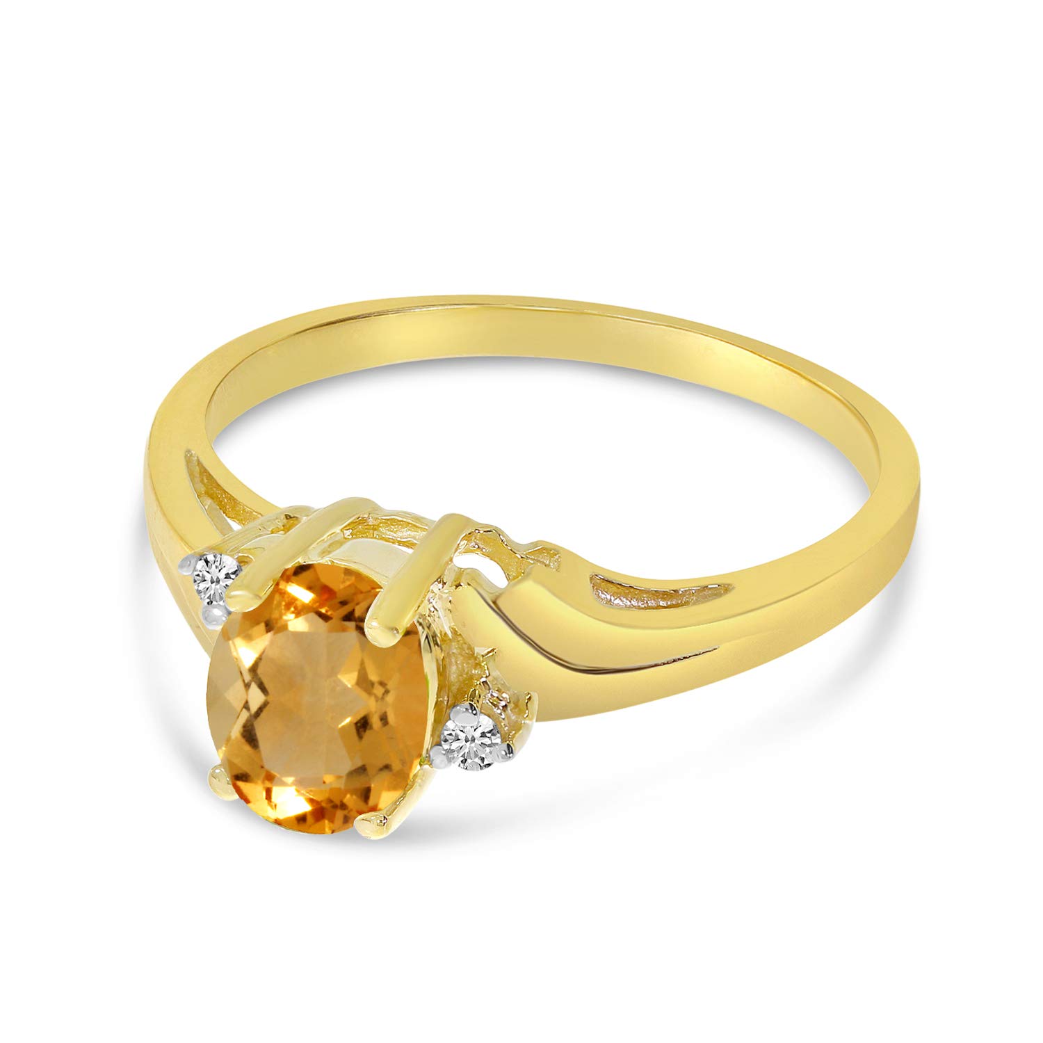 14K Yellow Gold Oval Citrine and Diamond Ring for Women - Elegant Birthstone Jewelry for Engagement, Anniversary & Special Occasions