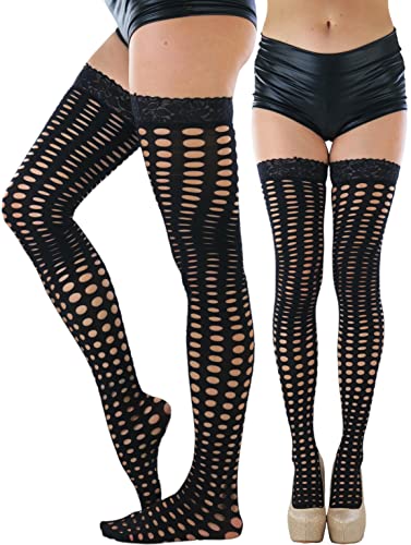 Round Large Pothole Lace Top - Black