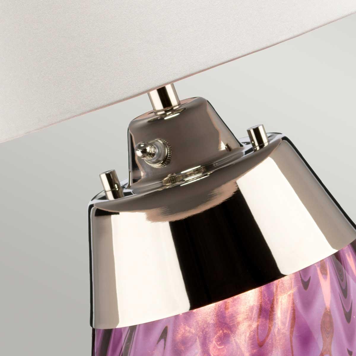 Lena 2-Light Large Plum Glass Table Lamp with Off-White Shade - Elegant Living Room & Bedside Lighting for Home Decor
