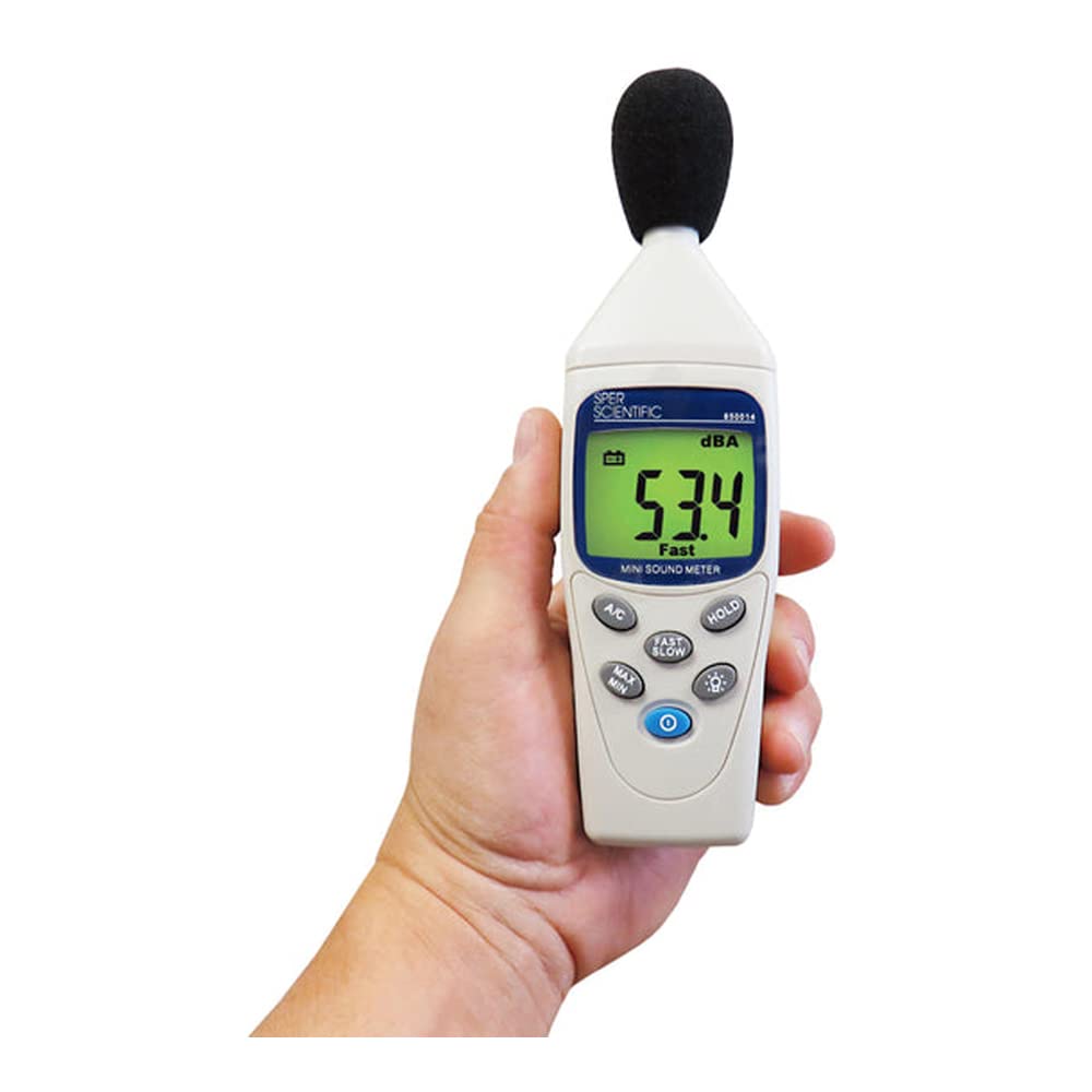 Sper Scientific 850014 Digital Sound Level Meter - Noise Decibel Tester for Home, Office, and Industrial Use - Accurate dB Measurement Device for Workplace Safety and Environmental Monitoring