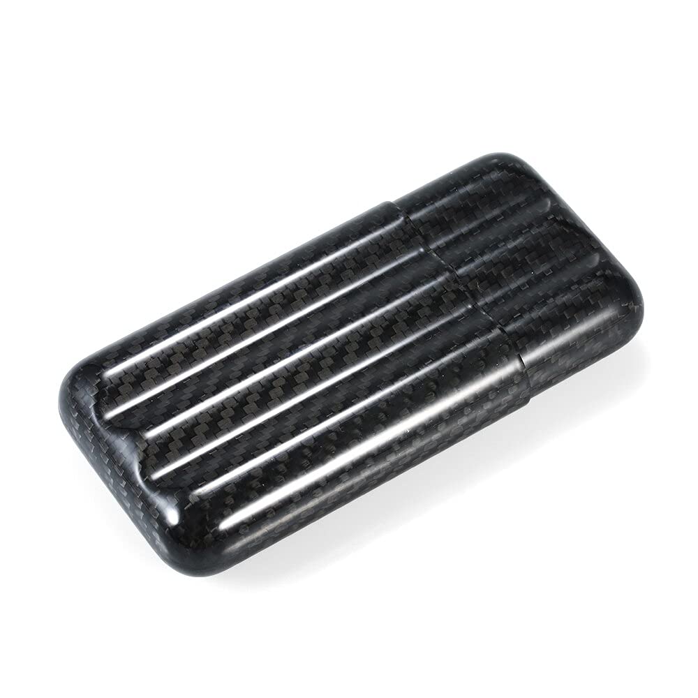 Carbon Fiber Cigar Case - 3 Cigar Travel Humidor Box for Storage & Outdoor Use