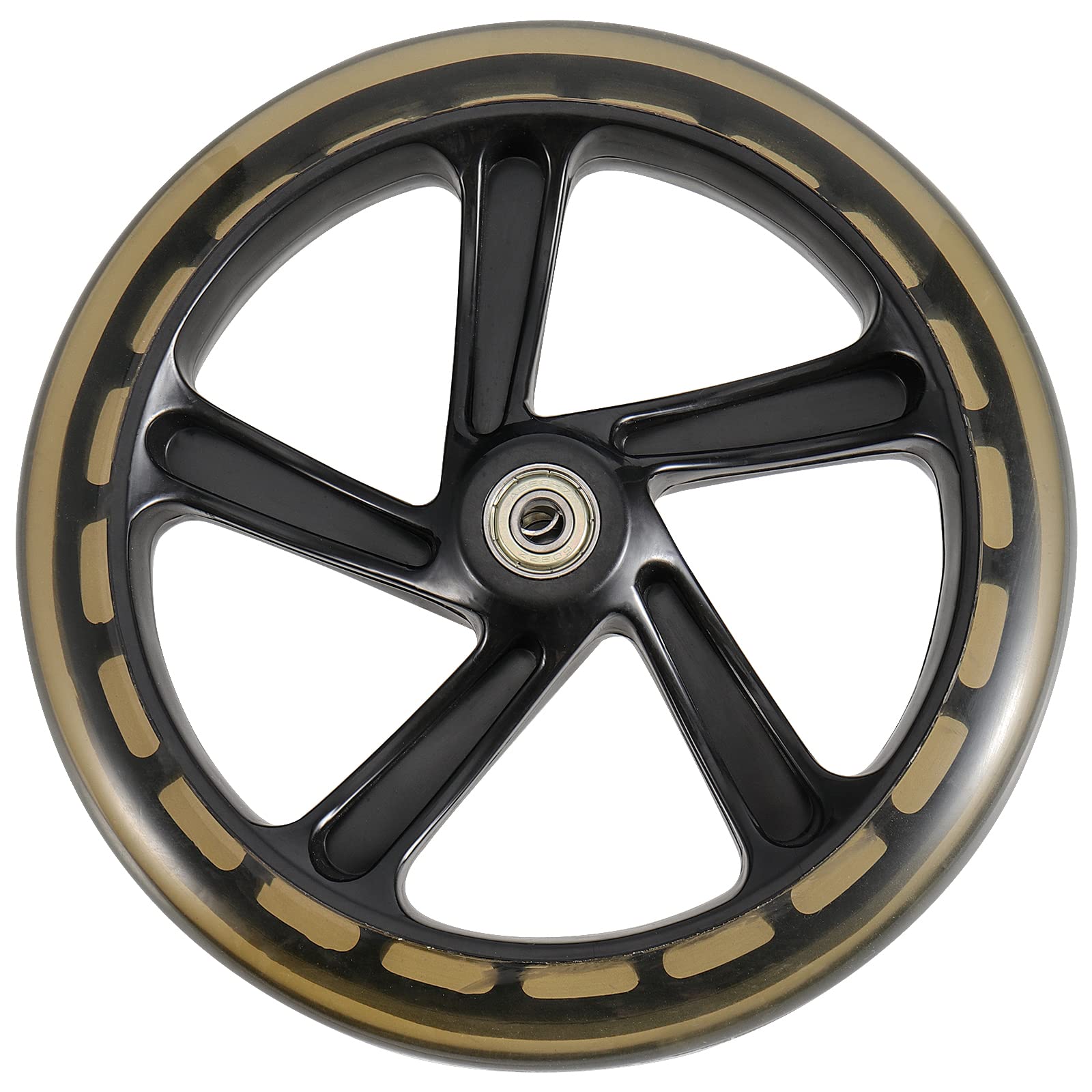 SEUNMUK 4 Pack 8 Inch (200mm) Scooter Replacement Wheels - Solid PU Wheels with ABEC-11 Bearings for Adult & Teen Kick Scooters - Compatible with Most Push Scooters - Perfect for Commuting, School, or Urban Riding (Black)